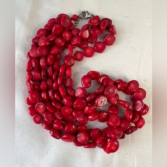 Stunning Lucas Lameth Genuine Red Coral & 925 Necklace D17 - Picture 3 of 5